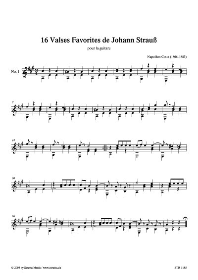DL: N. Coste: 16 Valses Favorites de Johann Strauss arrangee