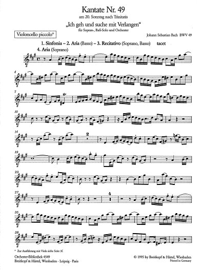 J.S. Bach: Kantate BWV 49 'Ich geh un, SolGChOrchBC (Vcpicc)