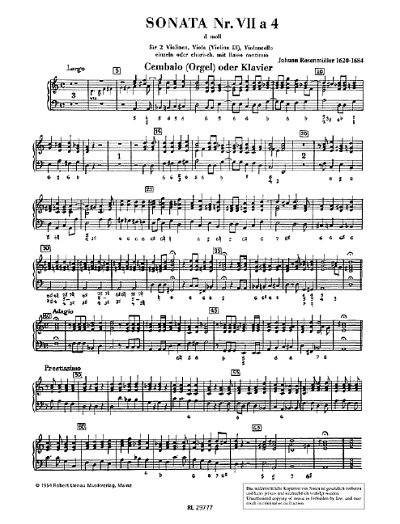 DL: J. Rosenmüller: Sonata 7 d-Moll a 4, Stro (Cemb)