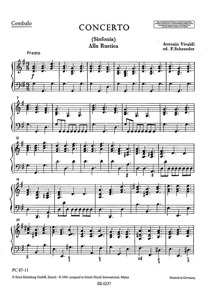 A. Vivaldi: Concerto G-Dur op. 51/4 RV 151 / , StroBc (Cemb)