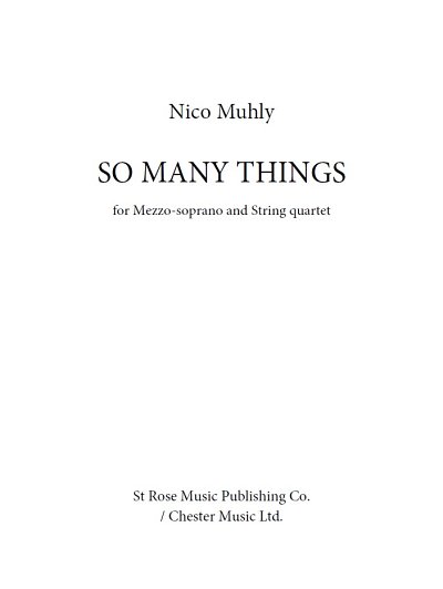 N. Muhly: So Many Things (Pa+St)