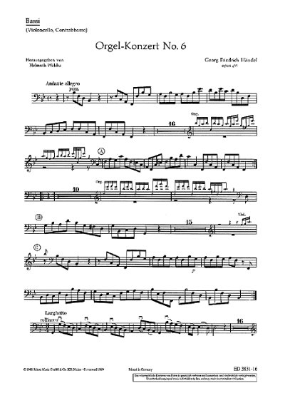 G.F. Händel et al.: Orgel-Konzert Nr. 6 B-Dur op. 4/6 HWV 294
