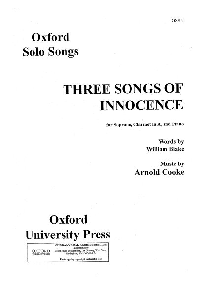 A. Cooke: Three Songs of Innocence, GesKlarKlav