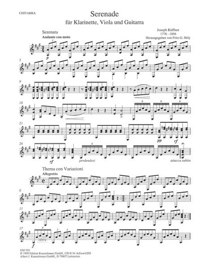 J. Küffner: Serenade für Klarinette, Viola und Gitarre op. 21