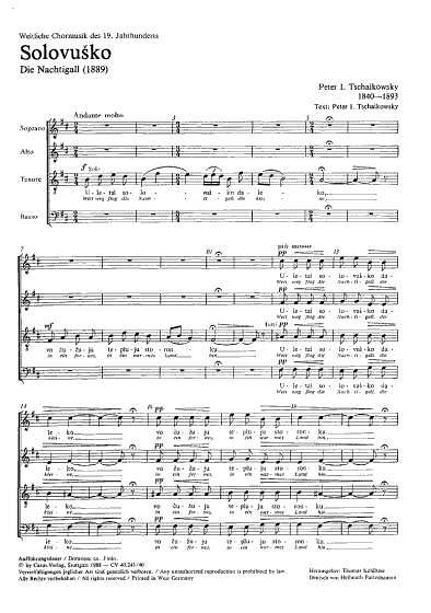 P.I. Tchaïkovski: Solovuko (Die Nachtigall) D-Dur (1889)