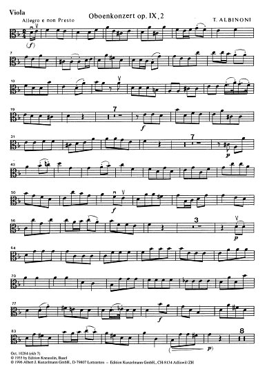 T. Albinoni: Konzert für Oboe d-Moll op. 9/2 (Vla)