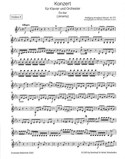 W.A. Mozart: Klavierkonzert Nr. 9 Es-dur KV , KlavOrch (Vl2)