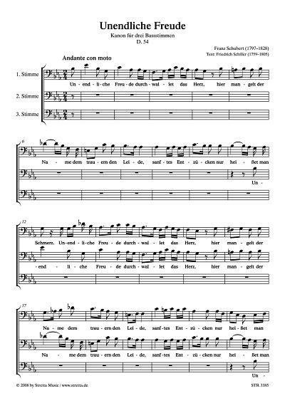 DL: F. Schubert: Unendliche Freude Kanon fuer drei Bassstimm