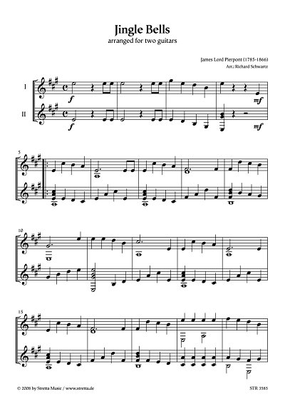DL: J.L. Pierpont: Jingle Bells arranged for two guitars