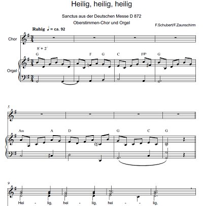 DL: F. Schubert: Heilig, heilig, heilig, FchOrg (Par2St)