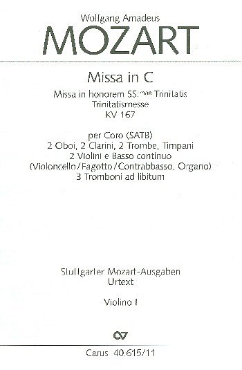 W.A. Mozart: Missa in C KV 167, GchOrch (Vl1)