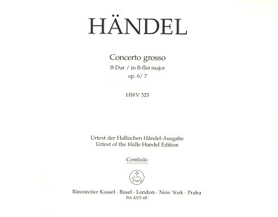 G.F. Händel: Concerto grosso B-Dur op. 6/7 HW, StroBc (Cemb)