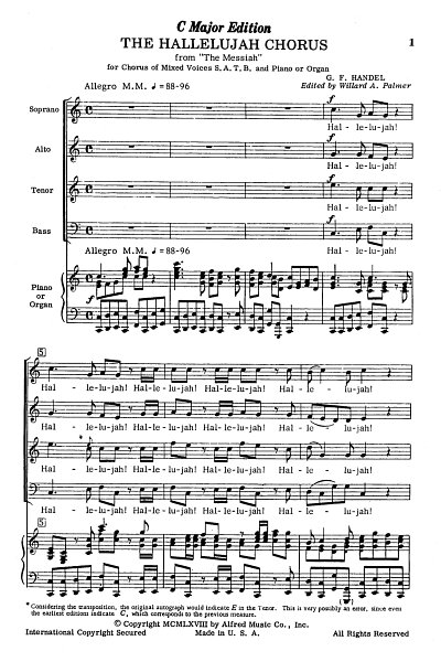 G.F. Händel: Hallelujah Chorus in C Major, Gch;Klav (Chpa)