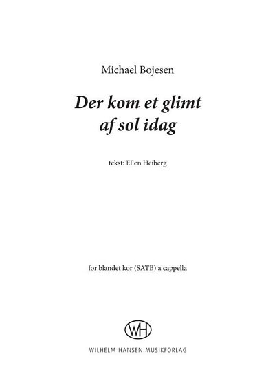 M. Bojesen: Der Kom Et Glimt Af Sol Idag, GCh4 (Chpa)
