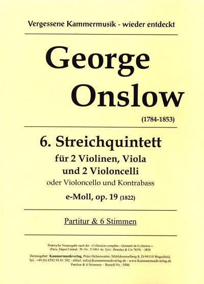 G. Onslow: Quintett 6 E-Moll Op 19