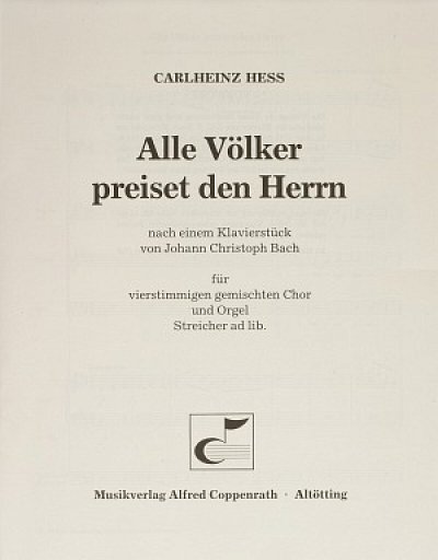 J.C. Bach: Alle Voelker Preiset Den Herrn