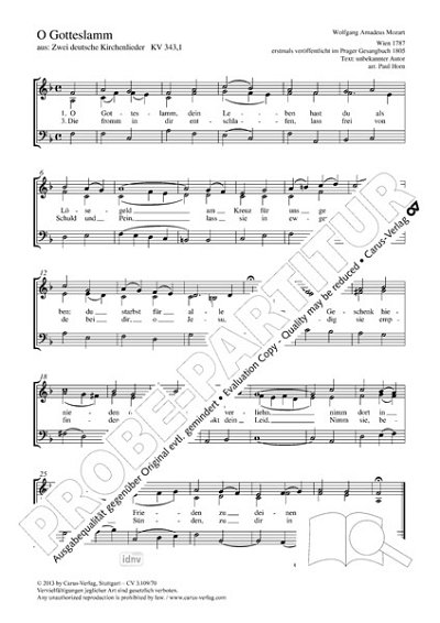 DL: W.A. Mozart: O Gotteslamm F-Dur KV 343,1 (1787, GCh4 (Pa