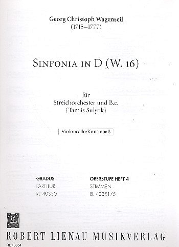 G.C. Wagenseil: Sinfonia in D W.16 Band 4, StroBc (VcKb)