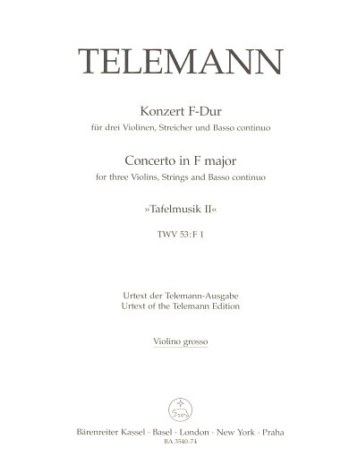 G.P. Telemann: Konzert F-Dur TWV 53:F1, 3VlStrBc (VL)