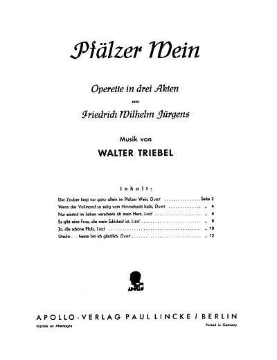 W. Triebel: Pfaelzer Wein, GesKlav (KA)