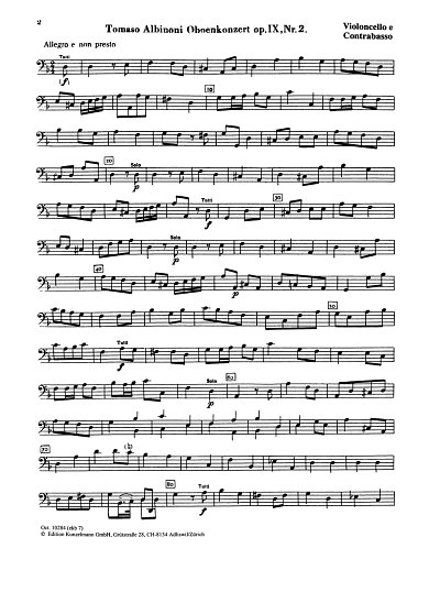 T. Albinoni: Konzert für Oboe d-Moll op. 9/2 (VcKb)