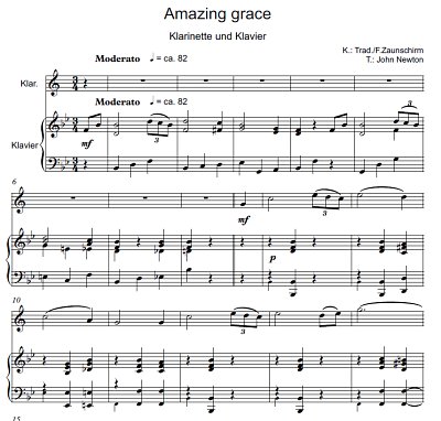 DL: (Traditional): Amazing Grace, KlarKlv (Par2St)