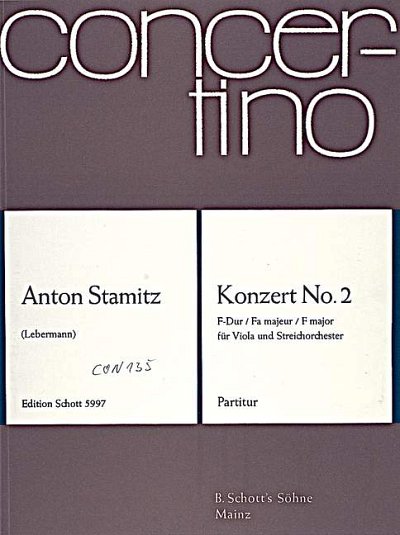 DL: A. Stamitz: Konzert No. 2 F-Dur, VaStro (Part.)