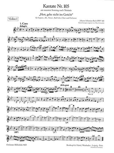 J.S. Bach: Kantate BWV 105 _Herr, gehe n, 4GesGchOrchO (Vl1)