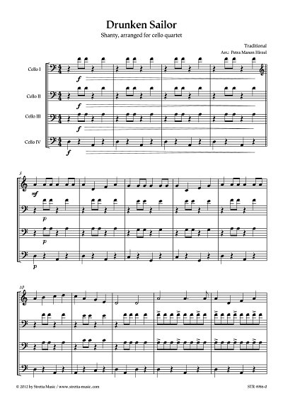 DL: P.M. Hirzel: Drunken Sailor Shanty, arranged for cello q