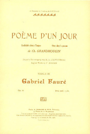 G. Fauré: Poeme D'Un Jour Mezzo-Piano (Angl-All