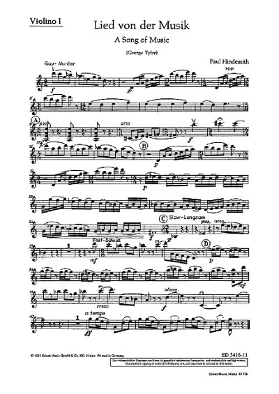 P. Hindemith: Lied von der Musik  (Vl1)