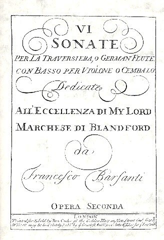 F. Barsanti: SONATE 6 OP 2, Floete, Cembalo