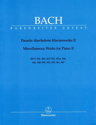 J.S. Bach: Einzeln überlieferte Klavierwerke II, Cemb/Klav