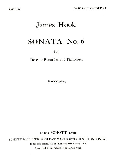 J. Hook: Sonate Nr. 6, SblfKlav (SBlf)