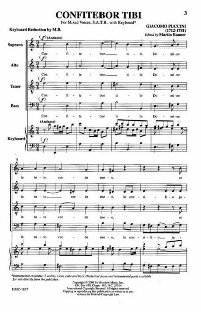 G. Puccini: Confitebor Tibi-instr. (Chpa)