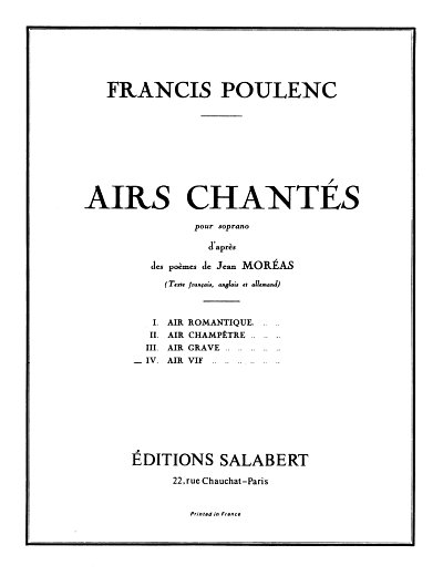 F. Poulenc: Air Vif Chant-Piano, GesKlav (Part.)