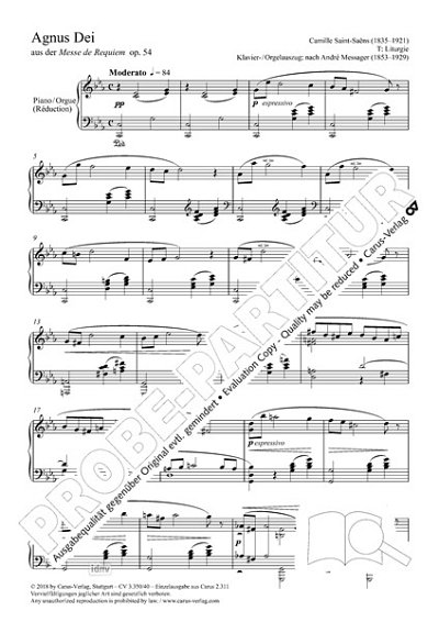 DL: C. Saint-Saëns: Agnus Dei (Messe de Requiem, GchKlav (Pa