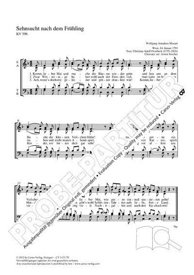 DL: W.A. Mozart: Sehnsucht nach dem Frühling F-Dur, GCh4 (Pa