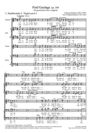 J. Brahms: Fünf Gesänge op. 104, Gch (Chpa)