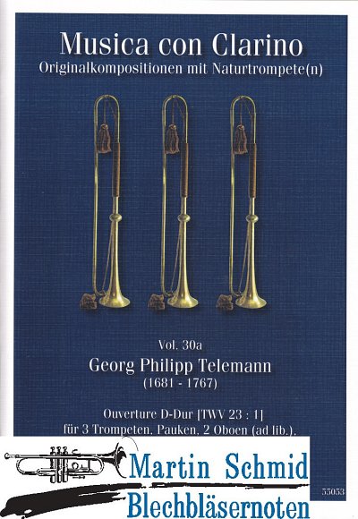 G.P. Telemann: Ouvertüre D-Dur TWV 23:, 3TrpKamensBc (Pa+St)