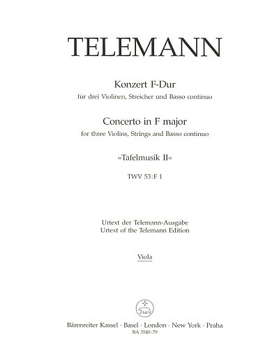 G.P. Telemann: Konzert F-Dur TWV 53:F1, 3VlStrBc (Vla)