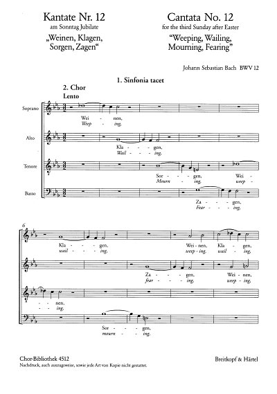 J.S. Bach: Kantate Nr. 12 BWV 12 "Weinen, Klagen, Sorgen, Zagen"