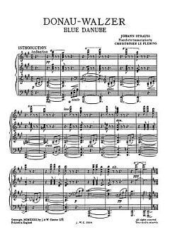 J. Strauß (Sohn): The Blue Danube Waltz For Piano., Klav