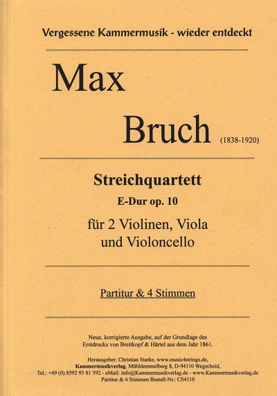 M. Bruch: Streichquartett E-Dur op. 10, 2VlVaVc (Pa+St)