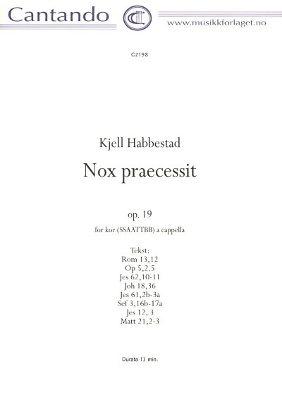 Habbestad Kjell: Nox Praecessit Op 19