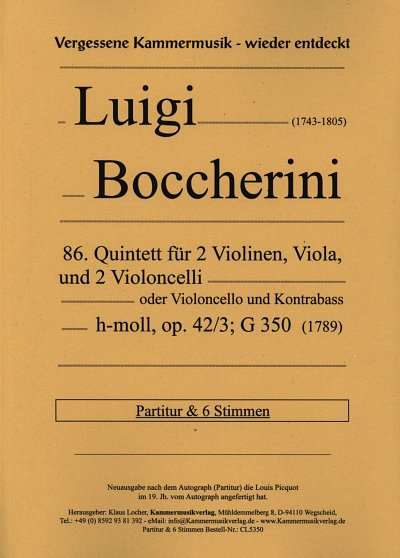 L. Boccherini: Streichquintett Nr. 86 h-Moll op. 42-3 G 350 (1789)