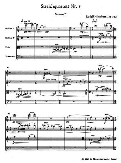 R. Kelterborn: Streichquartett Nr. 3 (1962), 2VlVaVc (Stp)