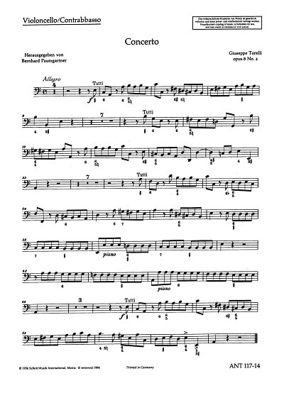 G. Torelli: Concerto op. 8/2  (VcKb)