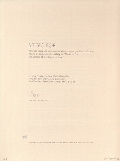 J. Cage: Music For Viola