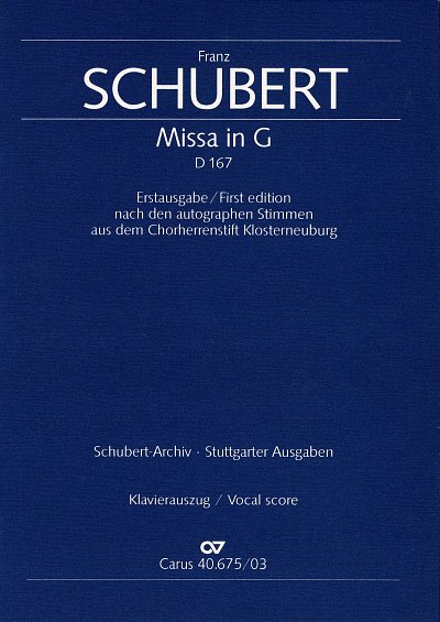 F. Schubert: Missa in G D 167, 3GesGchOrch (KA)